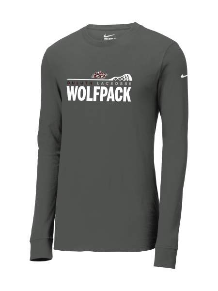 Wolfpack Girls H.S. Lacrosse - Nike Dri-FIT Cotton/Poly Long Sleeve NKBQ5230 Tee with Duluth Wolfpack Lacrosse logo 1