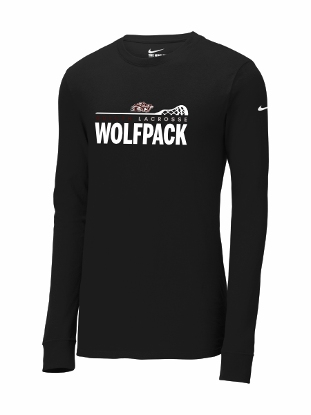 Wolfpack Girls H.S. Lacrosse - Nike Dri-FIT Cotton/Poly Long Sleeve NKBQ5230 Tee with Duluth Wolfpack Lacrosse logo 1