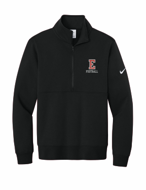 East Youth Football - Adult Nike Club Fleece Sleeve Swoosh 1/2-Zip NKDX6718 with embroidered left chest logo