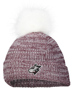 Wolfpack Youth Lacrosse - Pacific Headwear Faux Fur Pom Beanie with embroidered Wolf Head