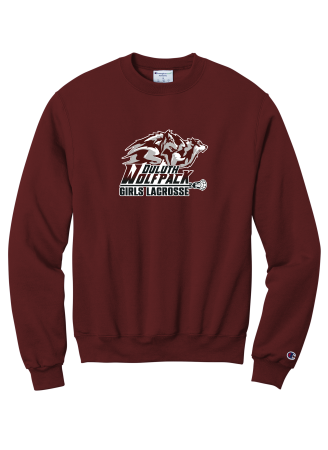 Wolfpack Girls H.S. Lacrosse - Champion® Powerblend® Crewneck Sweatshirt S6000 with full color heat transfer logo