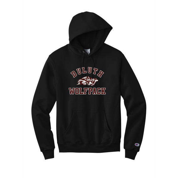 Wolfpack Girls H.S. Lacrosse - Adult Champion® Powerblend® Pullover Hoodie with Duluth Wolfpack Lacrosse logo 2