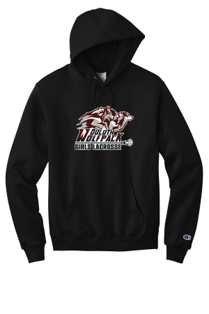 Wolfpack Girls H.S. Lacrosse - Adult Champion® Powerblend® Pullover Hoodie with full color heat transfer logo
