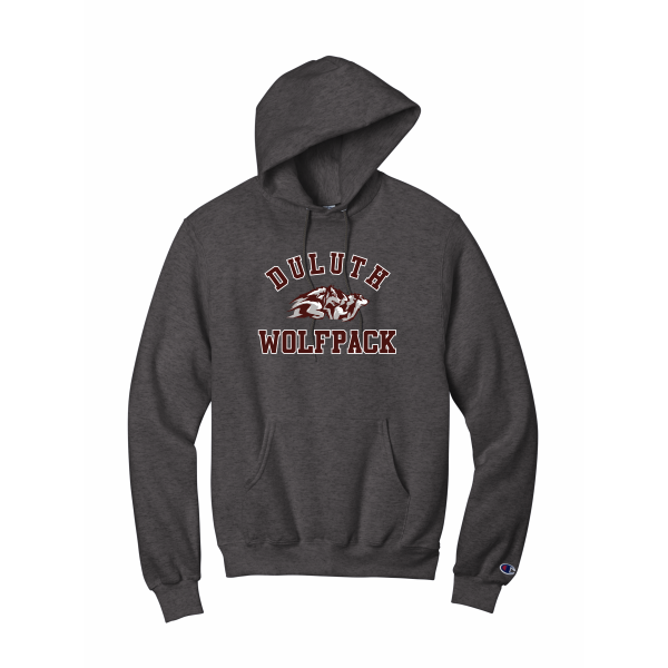 Wolfpack Girls H.S. Lacrosse - Adult Champion® Powerblend® Pullover Hoodie with Duluth Wolfpack Lacrosse logo 2