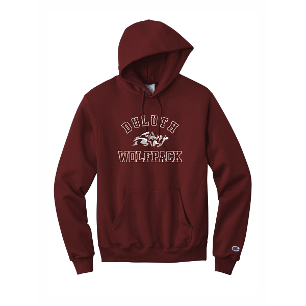 Wolfpack Girls H.S. Lacrosse - Adult Champion® Powerblend® Pullover Hoodie with Duluth Wolfpack Lacrosse logo 2