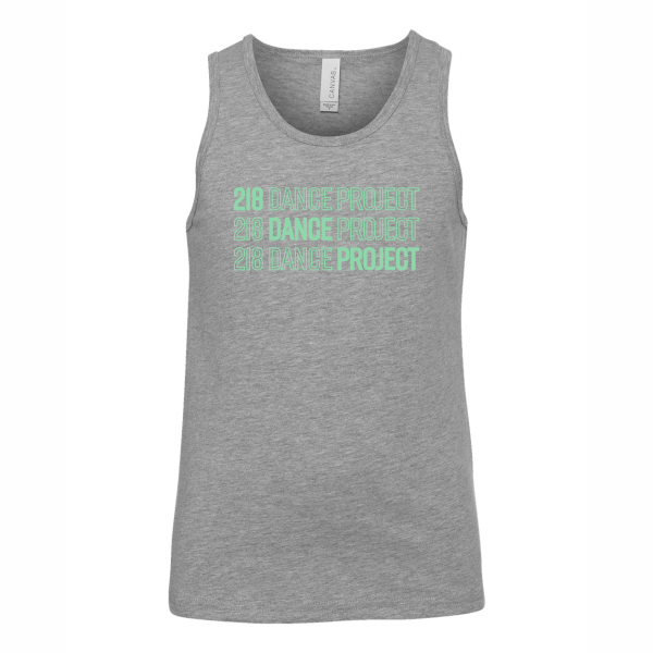 218 Dance - Youth BELLA+CANVAS Heather CVC Tank - 3480YCVC with mint 218 dance project logo