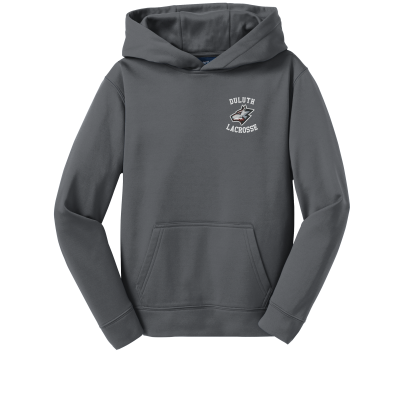 Wolfpack Youth Lacrosse - YOUTH Sport-Tek YST244 Youth Sport-Wick® Fleece Hooded Pullover with embroidered left chest logo