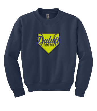 Duluth Fastpitch - Gildan 1800B - Youth Heavy Blend™ Crewneck Sweatshirt with full color heat transfer logo