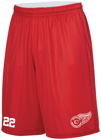 Northern Wings - YOUTH REVERSIBLE WICKING SHORTS with logo on left leg and number on right leg