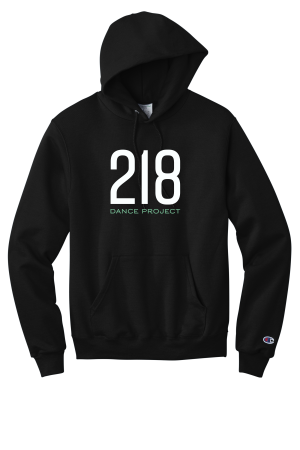 TWONEIGHT- Champion Powerblend Pullover Hoodie with cut twill and embroidered 218 dance project logo