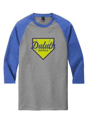 Duluth Fastpitch - District ® Perfect Tri DM136 3/4-Sleeve Raglan with full color heat transfer logo