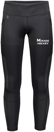 Mirage Hockey- Girls 7/8 LUX TIGHT with Mirage Hockey one color heat transfer logo on the left leg