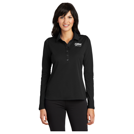 GPM - Nike Ladies Long Sleeve Dri-FIT Stretch Tech Polo with embroidered white GPM logo on upper left