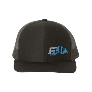 LSF- Richardson 112 Black trucker hat with embroidered logo