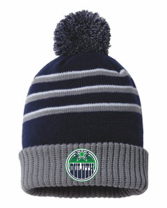 Duluth Squirt Hockey- Richardson - Stripe Pom Cuffed Beanie with embroidered patch logo on the front
