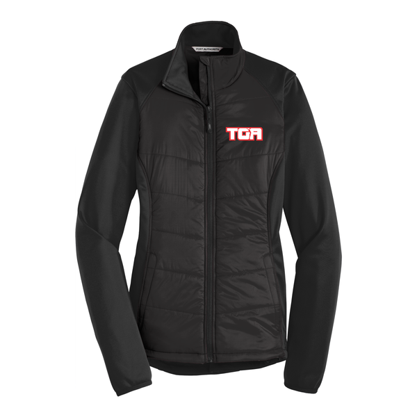 L787 Port Authority® Ladies Hybrid Soft Shell Jacket with embroidered logo