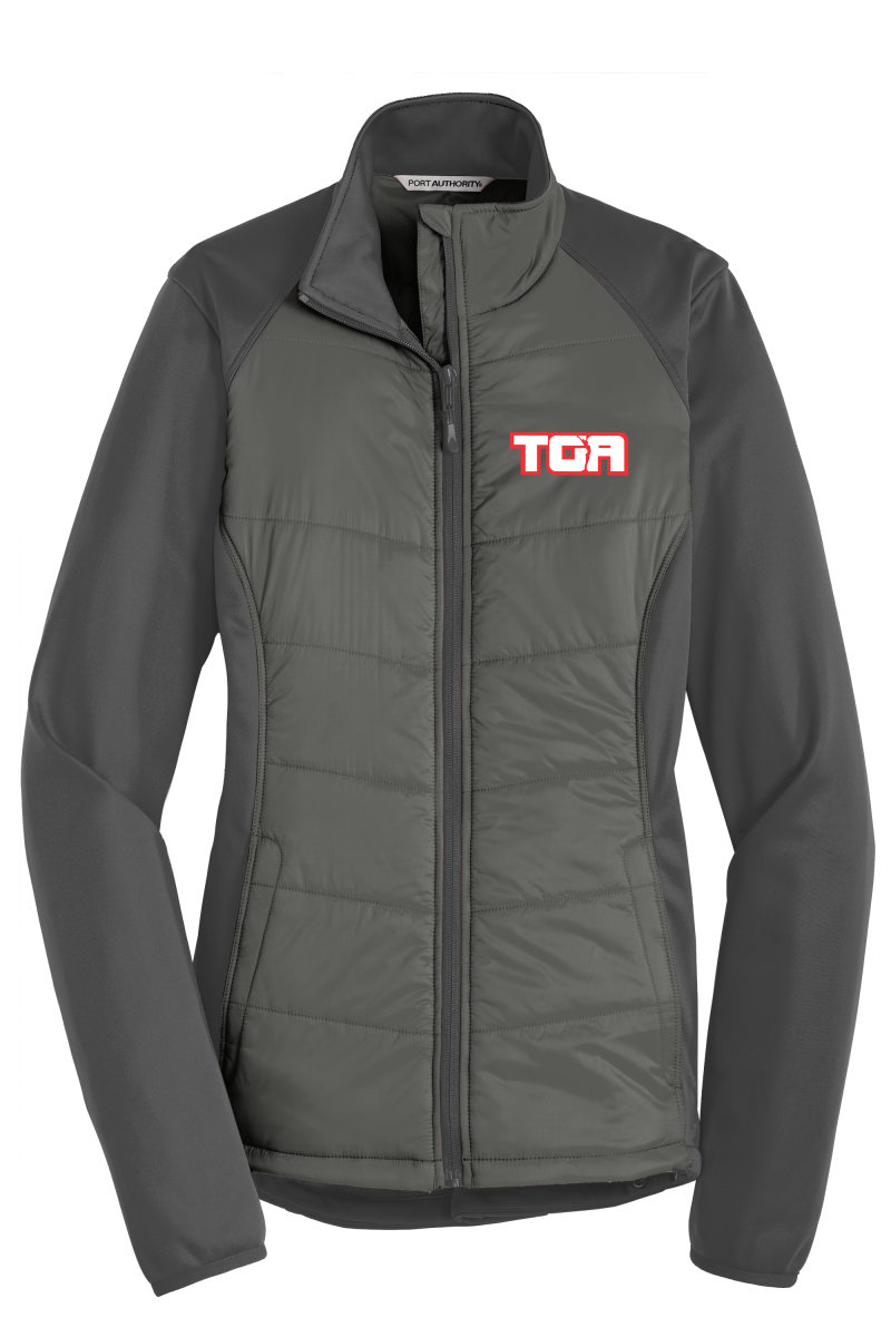 L787 Port Authority® Ladies Hybrid Soft Shell Jacket with embroidered logo