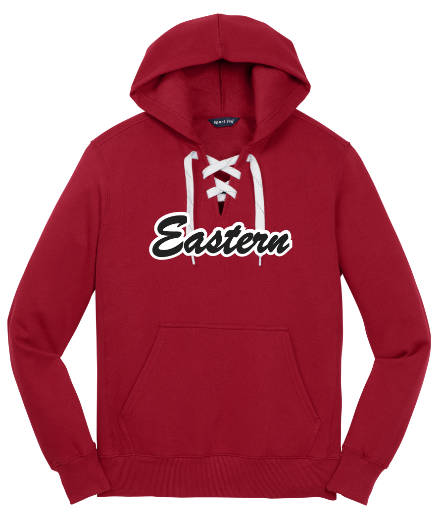 ADULT ST271 Sport-Tek® Lace Up Pullover Hooded Sweatshirt with 2 color printed logo