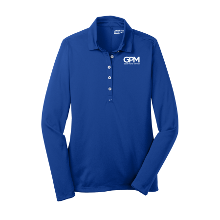 GPM - Nike Ladies Long Sleeve Dri-FIT Stretch Tech Polo with embroidered white GPM logo on upper left