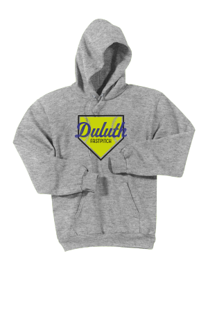 Duluth Fastpitch - Port & Company PC90H Essential Fleece Pullover Hooded Sweatshirt with full color heat transfer logo