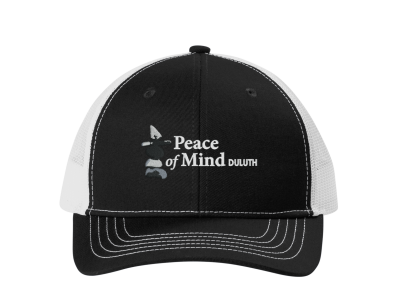 Peace of Mind- Port Authority® Youth Snapback Trucker Cap with embroidered logo on the front