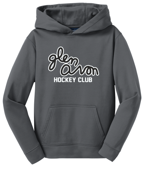 Glen Avon Sport-Tek® Youth and Adult Sport-Wick® Fleece Hooded Pullover with 2 color black and white script logo